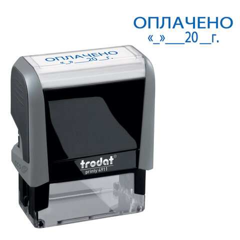 Штамп стандартный "ОПЛАЧЕНО, дата", оттиск 38х14 мм, синий, TRODAT 4911P4-3.13, 4911-3.13 по низкой цене оптом 