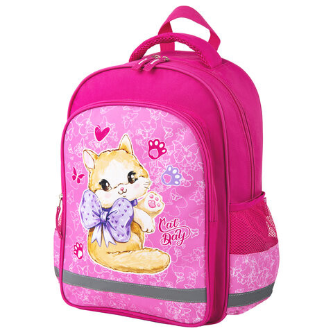 Рюкзак ПИФАГОР SCHOOL для начальной школы, "Cat day", 38x28х14 см, 270656 по низкой цене оптом 