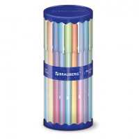 Ручка шариковая BRAUBERG SOFT TOUCH GRIP "GRADIENT PASTEL", СИНЯЯ, мягкое покрытие, ассорти, узел 0,7 мм, 143711