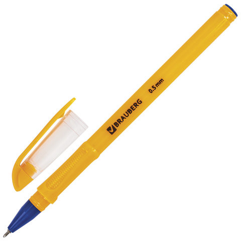 Ручка шариковая масляная BRAUBERG "Oil Sharp", СИНЯЯ, корпус оранжевый, узел 0,7 мм, линия письма 0,5 мм, 141532 по низкой цене оптом 