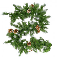 Гирлянда хвойная заснеженная с шишками, длина 270 см, диаметр 25 см, ЗОЛОТАЯ СКАЗКА, 592185