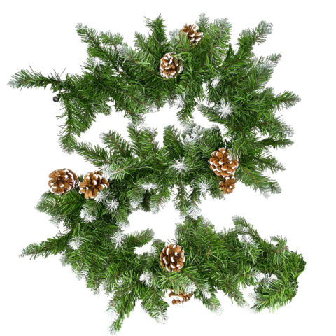 Гирлянда хвойная заснеженная с шишками, длина 270 см, диаметр 25 см, ЗОЛОТАЯ СКАЗКА, 592185 по низкой цене оптом 
