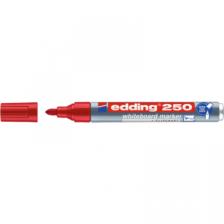 Маркер для белых досок edding 250 Cap-off, круглый наконечник, 1.5-3 мм Красный по низкой цене оптом 