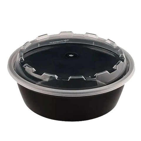 Контейнер одноразовый 530мл С КРЫШКОЙ круглый d152мм черный/прозрачный, ПП, ВЗЛП, ШК0815, 1264Ч по низкой цене оптом Контейнер одноразовый 530мл С КРЫШКОЙ круглый d152мм черный/прозрачный, ПП, ВЗЛП, ШК0815, 1264Ч по низкой цене оптом