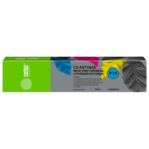 Картридж струйный CACTUS (CS-F6T78AE) 913A для HP PW 352dw/377dw/Pro 477dw/452dw, пурпурный, 55 мл по низкой цене оптом 