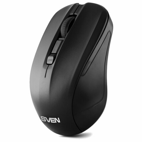 Мышь беспроводная SVEN RX-270W, 3 кнопки + 1 колесо-кнопка, оптическая, чёрная, SV-016234 по низкой цене оптом Краснодар, Москва, Уфа, Казань, Барнаул, Владивосток, Хабаровск, Сахалин, Красноярск, Екатеренбург, 