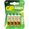 Батарейки КОМПЛЕКТ 4 шт., GP Super, AA (LR06, 15А), алкалиновые, пальчиковые, блистер по низкой цене оптом Краснодар, Москва, Уфа, Казань, Барнаул, Владивосток, Хабаровск, Сахалин, Красноярск, Екатеренбург, 