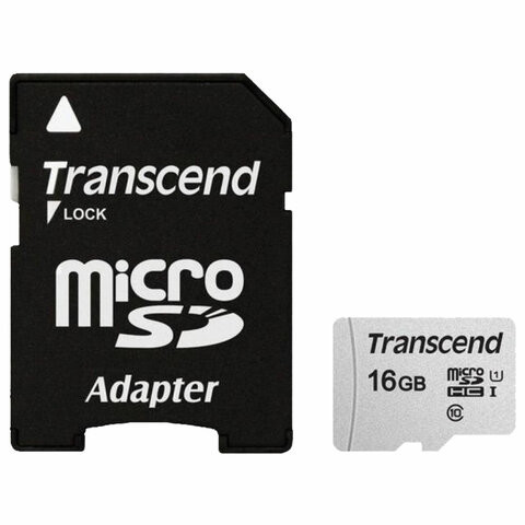 Карта памяти microSDHC 16 GB TRANSCEND UHS-I U1, 95 Мб/сек (class 10), адаптер, TS16GUSD300S-A по низкой цене оптом 