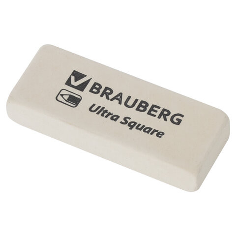 Ластик BRAUBERG "Ultra Square", 50х20х9 мм, белый, натуральный каучук, 228709 по низкой цене оптом Краснодар, Москва, Уфа, Казань, Барнаул, Владивосток, Хабаровск, Сахалин, Красноярск, Екатеренбург, 