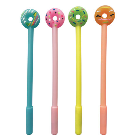 Ручка с топпером шариковая масляная ЮНЛАНДИЯ "Пончик", корпус ассорти, СИНЯЯ, пишущий узел 0,7 мм, 143799 по низкой цене оптом 