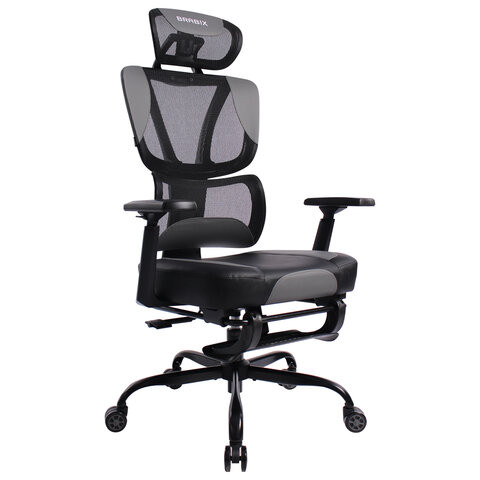 Кресло BRABIX PREMIUM "Venom GM-530", подножка, синхромеханизм, экокожа/сетка, черное/серое, 532951 по низкой цене оптом 