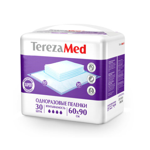 Пеленки 60х90 см, TEREZAMED Super, КОМПЛЕКТ 30 шт., впитывающие, одноразовые, 50311 по низкой цене оптом 