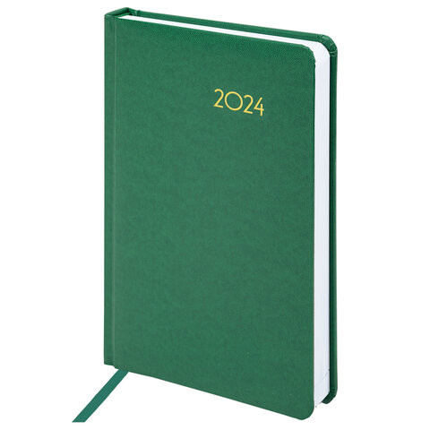 Ежедневник датированный 2024 А5 138x213мм BRAUBERG Select, балакрон, зеленый, 114878 по низкой цене оптом 