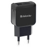 Зарядное устройство сетевое (220 В) DEFENDER UPA-22, 2 порта USB, выходной ток 2,1 А, черное, 83579 по низкой цене оптом 