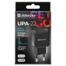 Зарядное устройство сетевое (220 В) DEFENDER UPA-22, 2 порта USB, выходной ток 2,1 А, черное, 83579 по низкой цене оптом 