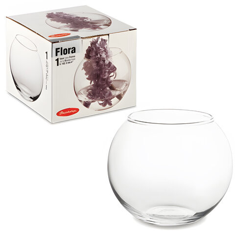 Ваза "Flora", круглая, высота 10 см, стекло, PASABAHCE, 43417 по низкой цене оптом 