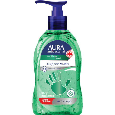 Мыло-крем жидкое, 300 мл, AURA "Antibacterial", антибактериальное, "Экстракт алоэ", дозатор, 28427, 6514 по низкой цене оптом  Мыло-крем жидкое, 300 мл, AURA "Antibacterial", антибактериальное, "Экстракт алоэ", дозатор, 28427, 6514 по низкой цене оптом
