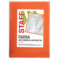 Папка для семейных документов с файлами (свидетельства, полисы, СНИЛС и т. п.) STAFF, 12 отделений, ПВХ, оранжевая, 237807