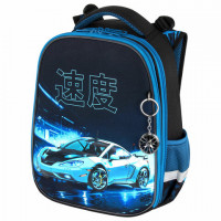 Ранец BRAUBERG PREMIUM, 2 отделения, с брелком, "Night race", 3D панель, 38х29х16 см, 272014