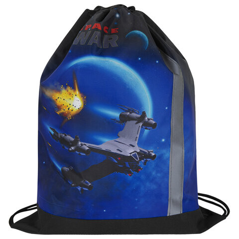 Мешок для обуви ЮНЛАНДИЯ, плотный, светоотражающая полоса, 46х36 см, "Space war", 270916 по низкой цене оптом 