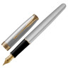 Ручка перьевая PARKER "Sonnet Core Stainless Steel GT", корпус серебристый, позолоченные детали, черная, 1931504 по низкой цене оптом Краснодар, Москва, Уфа, Казань, Барнаул, Владивосток, Хабаровск, Сахалин, Красноярск, Екатеренбург, 
