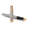 Ручка перьевая PARKER "Sonnet Core Stainless Steel GT", корпус серебристый, позолоченные детали, черная, 1931504 по низкой цене оптом Краснодар, Москва, Уфа, Казань, Барнаул, Владивосток, Хабаровск, Сахалин, Красноярск, Екатеренбург, 