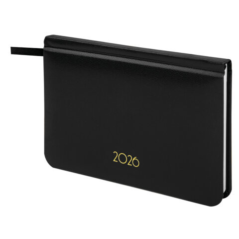 Еженедельник датированный 2026 МАЛЫЙ ФОРМАТ 95х155мм А6 BRAUBERG Select, балакрон, черный, 117193 по низкой цене оптом 