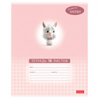 Тетрадь 18 л., HATBER клетка, обложка картон, "Маленький альпака" (микс в спайке), 091390, 18Т5В1
