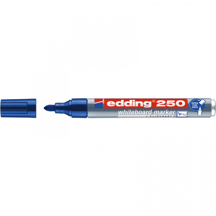 Маркер для белых досок edding 250 Cap-off, круглый наконечник, 1.5-3 мм Синий по низкой цене оптом 