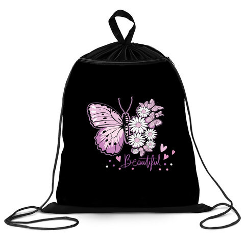 РЕЗЕРВ Мешок для обуви BRAUBERG, с петлёй, карман на молнии, 47х37 см, Butterfly, Код, 271607 по низкой цене оптом 