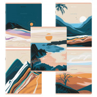 Тетради КОМПЛЕКТ 5 шт. А5, 48 л., BRAUBERG, скоба, клетка, SoftTouch, фольга, "Mountains", 404400