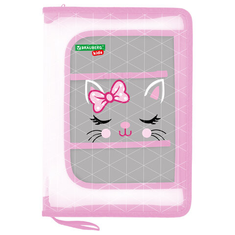 Папка для труда на молнии BRAUBERG KIDS А4, 1 отделение, прозрачная, органайзер, Tiny cutie, 273397 по низкой цене оптом 