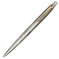 Ручка шариковая PARKER "Jotter SE Russia GT", корпус серебристый, сталь, позолоченные детали, синяя, 2126175