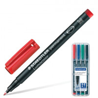 Маркеры перманентные (нестираемые) STAEDTLER в НАБОРЕ из 4 шт., АССОРТИ, "Lumocolor", круглые, 1 мм, 317 WP4