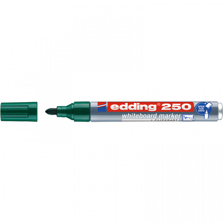 Маркер для белых досок edding 250 Cap-off, круглый наконечник, 1.5-3 мм Зеленый по низкой цене оптом 