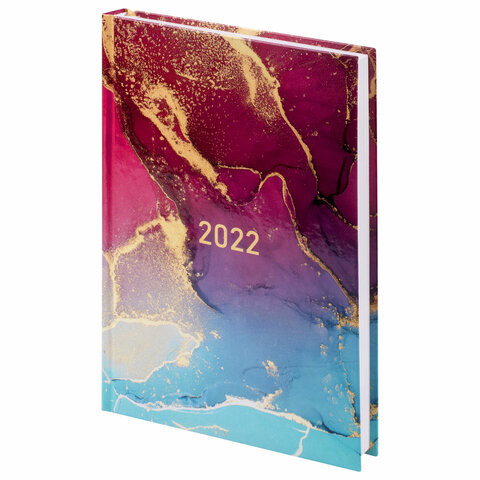 Ежедневник датированный 2022 (145х215 мм), А5, STAFF, ламинированная обложка, "Marble", 113343