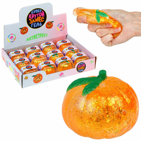 Игрушка-антистресс "Крутой замес. СУПЕРГЕЛЬ МАНДАРИН", 5,5х5,5 см, 1TOY, Т25379 по низкой цене оптом 