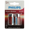 Батарейки алкалиновые КОМПЛЕКТ 2 шт PHILIPS Power Alkaline, C (LR14, 14А) блистер, Б0062687 по низкой цене оптом 