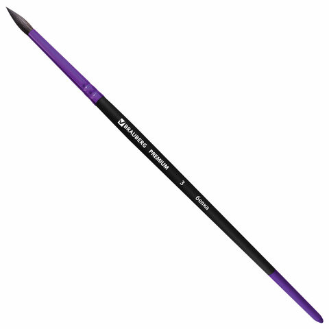 Кисть беличья круглая №3, BRAUBERG PREMIUM, 200972 по низкой цене оптом 