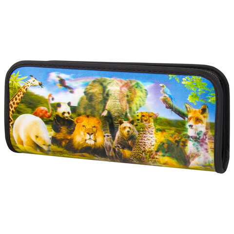 Пенал-косметичка BRAUBERG, с эффектом 3D, пластик, "Зоопарк", 22х10х5 см, 227302 по низкой цене оптом 