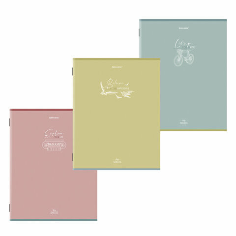 Тетради КОМПЛЕКТ 3 шт. А4, 96 л., BRAUBERG, скоба, клетка, глянцевый лак, "Pastel", 404388 по низкой цене оптом 