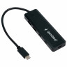 Хаб USB 3.1, 2xUSB, 2xType-C, с доп. пит. (Type-C), кабель Type-C 19 см, черный, GEMBIRD UHB-C425 по низкой цене оптом Краснодар, Москва, Уфа, Казань, Барнаул, Владивосток, Хабаровск, Сахалин, Красноярск, Екатеренбург, 