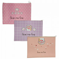 Папка для тетрадей ПИФАГОР А4, 1 отделение, ПВХ, на молнии, ассорти Pawesome, 32x23 см, 273829