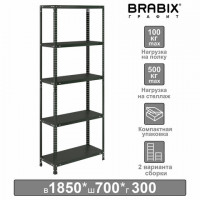 Стеллаж металлический BRABIX "ГРАФИТ MS KD-180/30/70-5", лофт, 1800х700х300 мм, 5 полок, 291267, S240BR123593