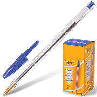 Ручка шариковая BIC "Cristal", СИНЯЯ, корпус прозрачный, узел 1 мм, линия письма 0,32 мм, 847898