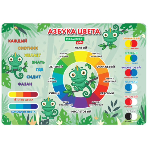 Настольное покрытие для труда и творческих занятий, ПВХ, BRAUBERG KIDS, Color map, 50х35 см, 272360 по низкой цене оптом 