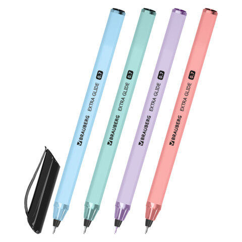 Ручка шариковая масляная BRAUBERG "Extra Glide Softy EL", СИНЯЯ, корпус ассорти, игольчатый наконечник 0,7 мм, линия письма 0,5 мм, 144262 по низкой цене оптом 