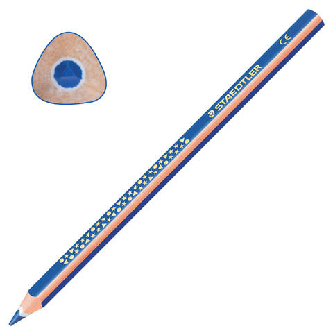 Карандаш цветной утолщенный STAEDTLER "Noris club", 1 шт., трехгранный, грифель 4 мм, синий, 1284-3 по низкой цене оптом 