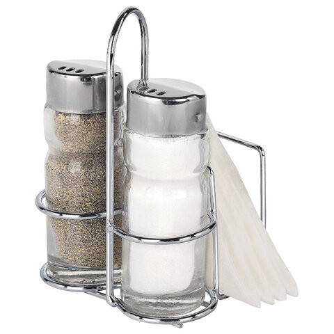 Набор для специй 2*50 мл, CLASSIC, салфетница/подставка+солонка+перечница, WEGLA (ВЕГЛА), 700229 по низкой цене оптом Набор для специй 2*50 мл, CLASSIC, салфетница/подставка+солонка+перечница, WEGLA (ВЕГЛА), 700229 по низкой цене оптом