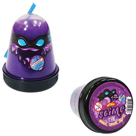 Слайм (лизун) "Slime Ninja", фиолетовый, меняет цвет на голубой, 130 г, ВОЛШЕБНЫЙ МИР, S130-7 по низкой цене оптом Краснодар, Москва, Уфа, Казань, Барнаул, Владивосток, Хабаровск, Сахалин, Красноярск, Екатеренбург, 
